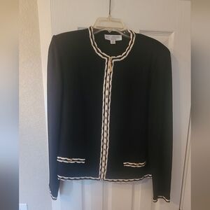 St. John Collection Black Jacket with White And Gold Trim